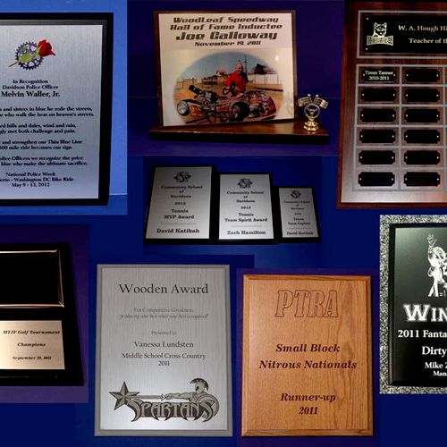 Plaques of various types and sizes