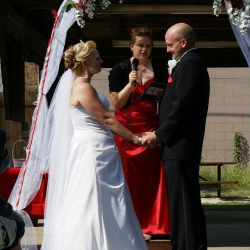 Me performing my sisters wedding. We made arch and