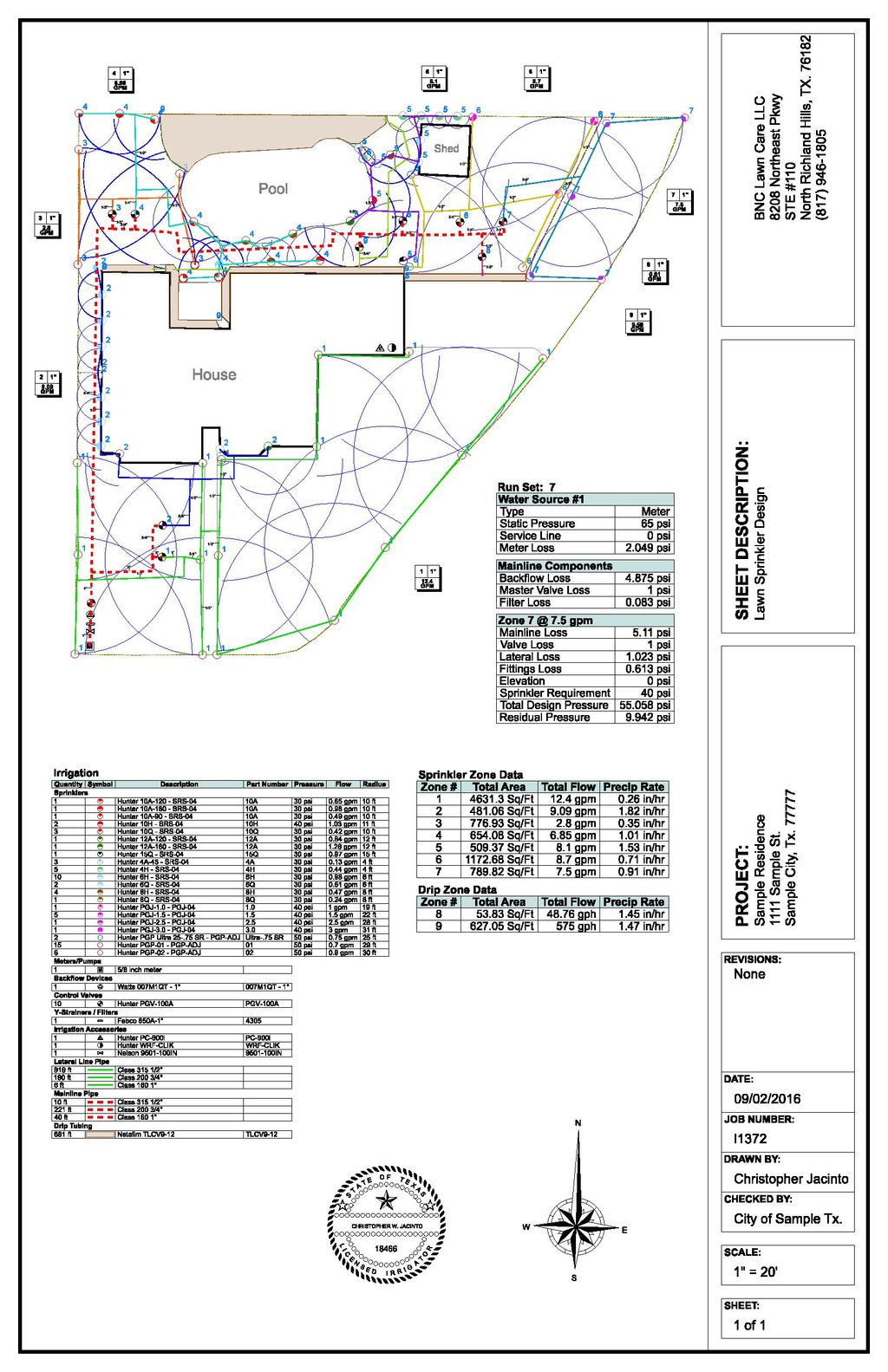 Sample of and Irrigation design drawn by our Irrig