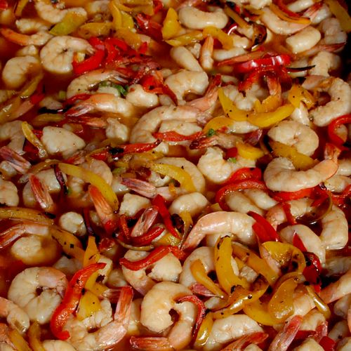 BBQ Shrimp served with Polenta