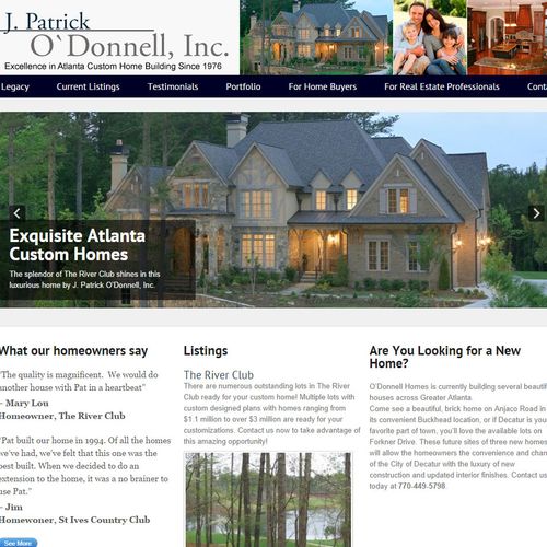 Custom home builder website. Showcases completed p