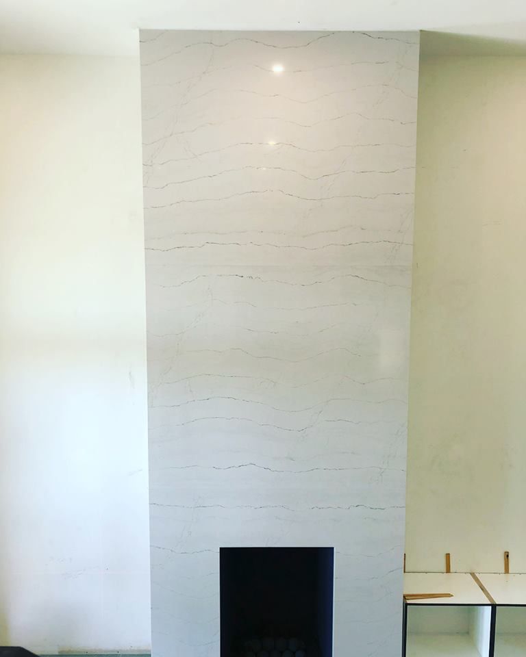 20' high ceiling fireplace wrap - After