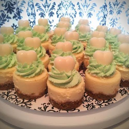 Key lime Mini's topped with mint colored whipped c