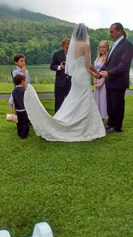 Let me keep your dress from dragging on the ground