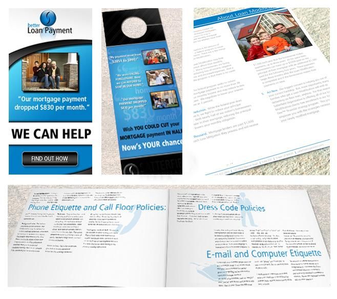 Banner ad (left) , door hanger (middle), customer 