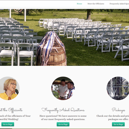 This is a website for a wedding officiant. Web des
