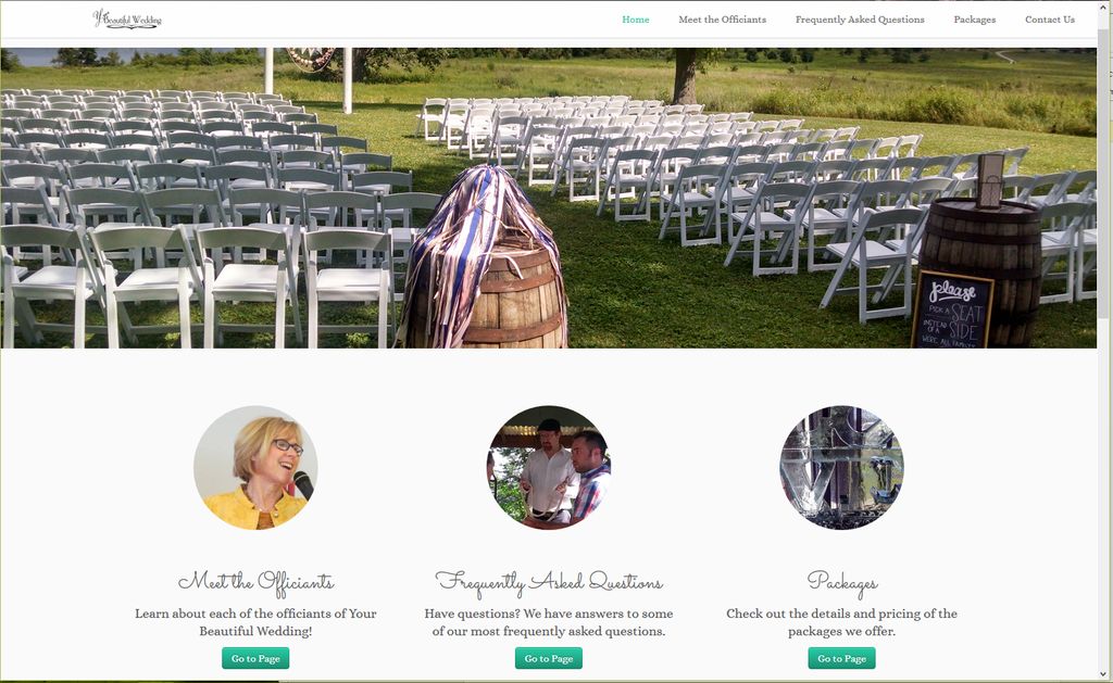 This is a website for a wedding officiant. Web des