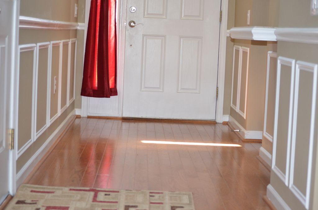 Installed and painted chair rail, shadow boxes and