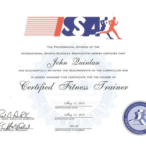 John Joseph Quinlan 2015 Official ISSA Certified P