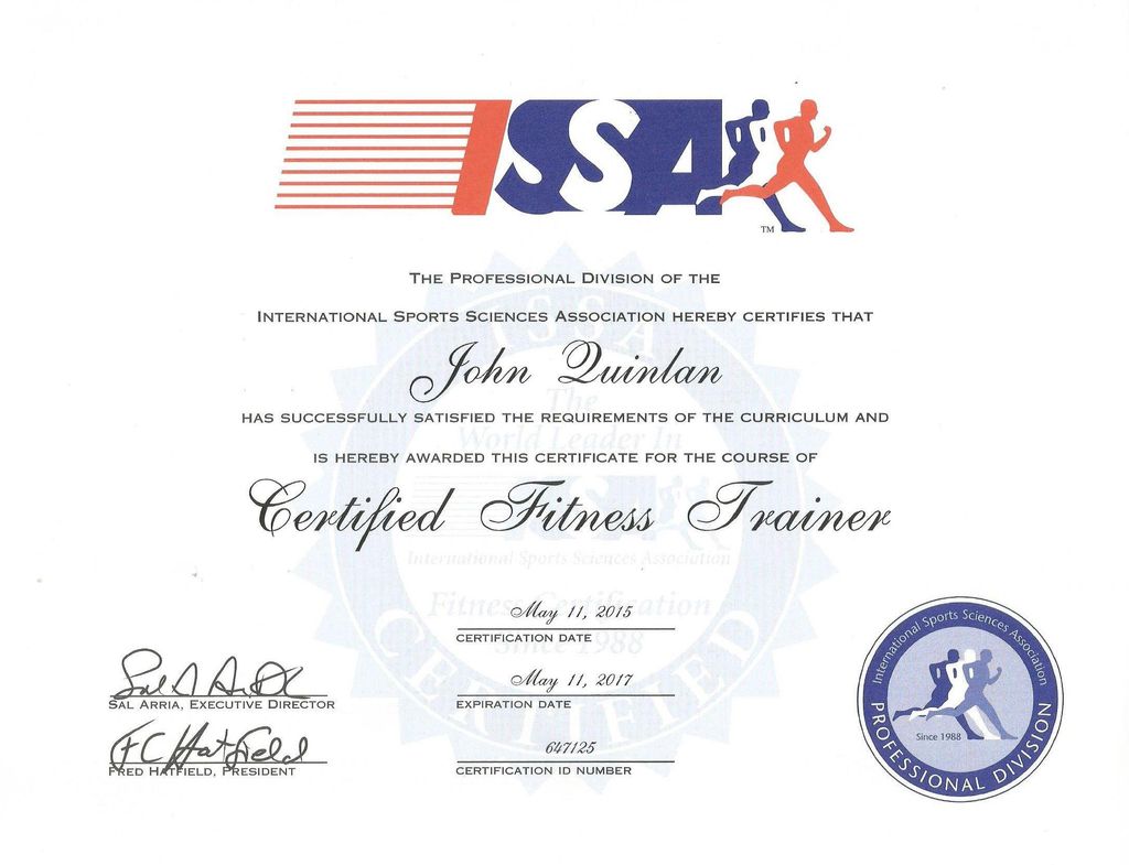 John Joseph Quinlan 2015 Official ISSA Certified P