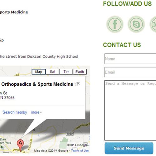 Redesign of contact page for Dickson Orthopedics