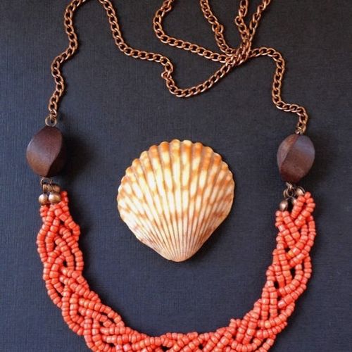 Handmade Braided Coral Necklace