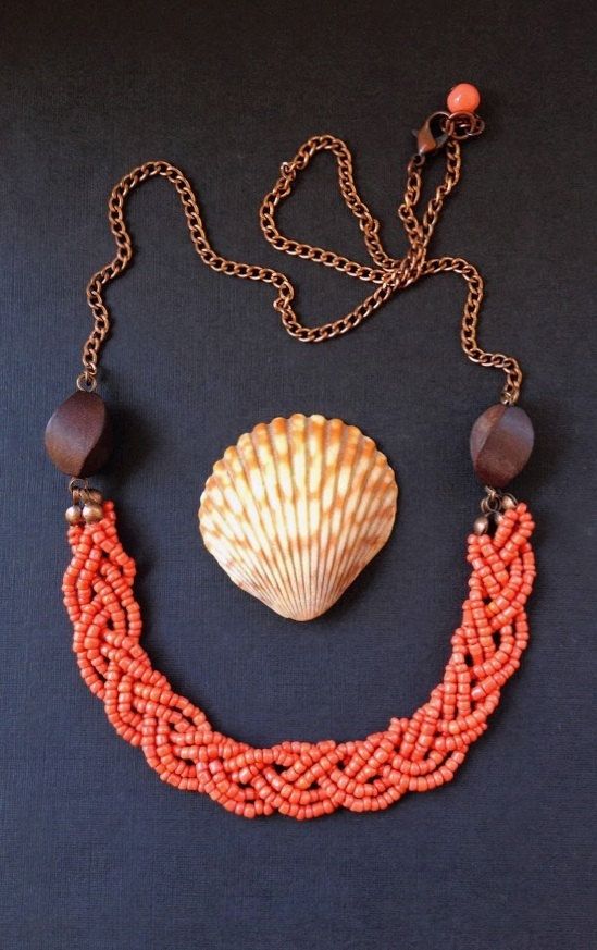 Handmade Braided Coral Necklace