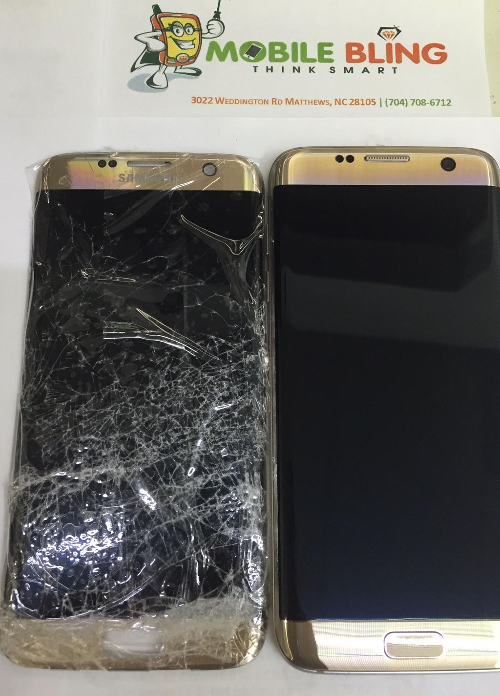 Before and after photo of Galaxy S7 edge