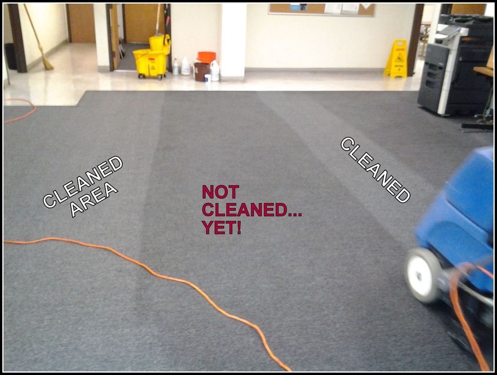 A Carpet Cleaning job in process and making a sign