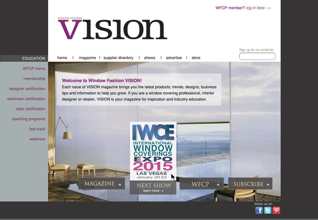 New website design for Vision magazine.