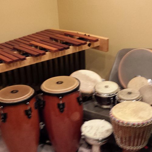 A selection of available percussion instruments fo
