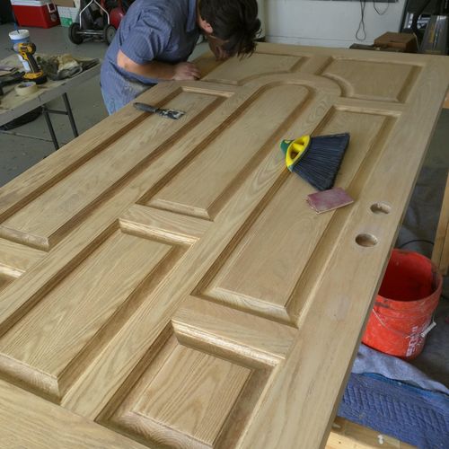 This is the large oak door after I was done stripp