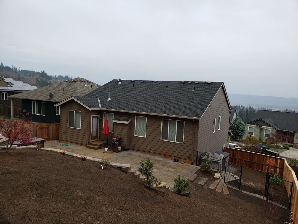 View from top of yard looking at the dogs' new are