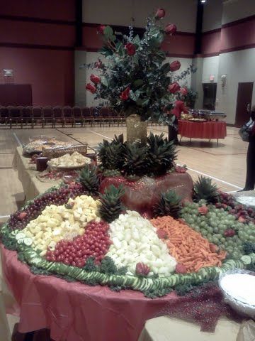 Buffets with a Fruit and Vegetable collages as the