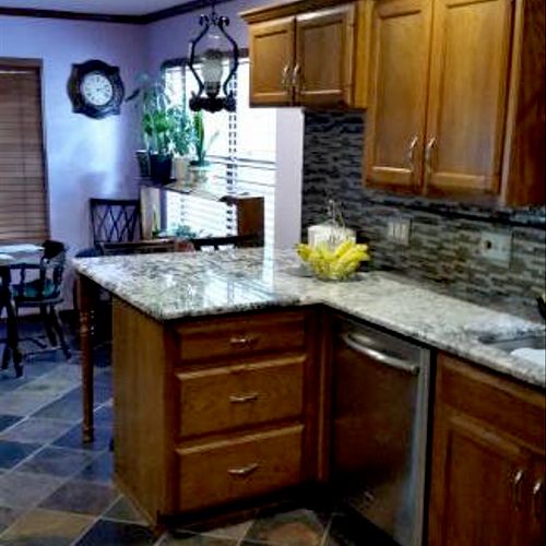 The whole kitchen was remodeled.Countertops, floor