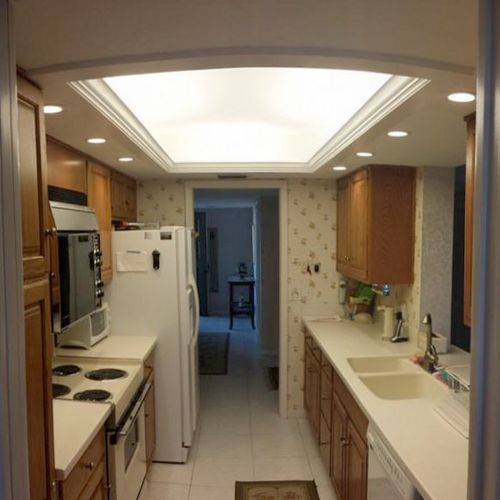 Tray Ceiling in Kitchen of High Rise Condo