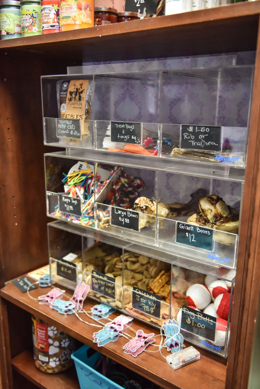 We offer a small selection of boutique and treat i