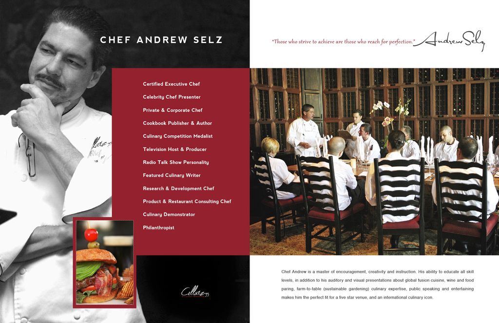 Press Kit: Chef Andrew Selz (Sample page layout)