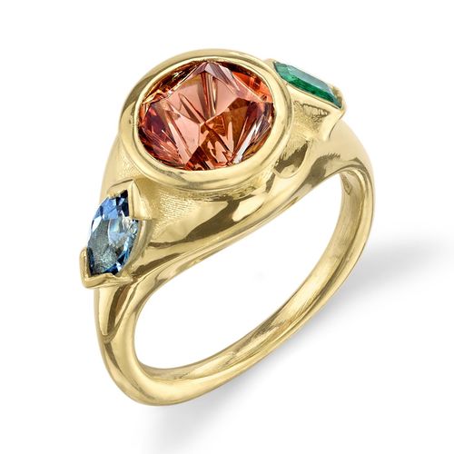 custom engagement ring. 18k gold Oregon Sunstone, 