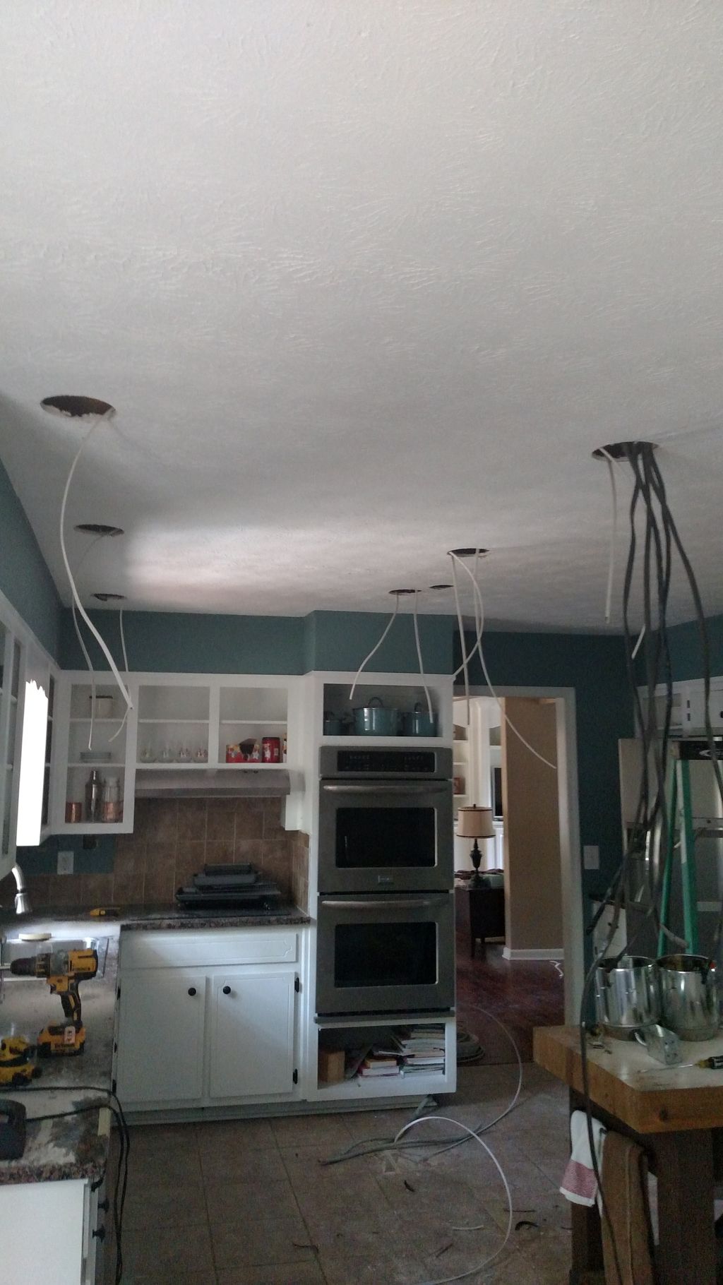 in process of adding recessed lights and removing 