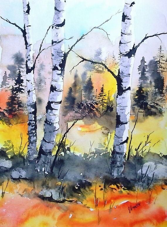 This landscape was done in watercolor. Painting ou