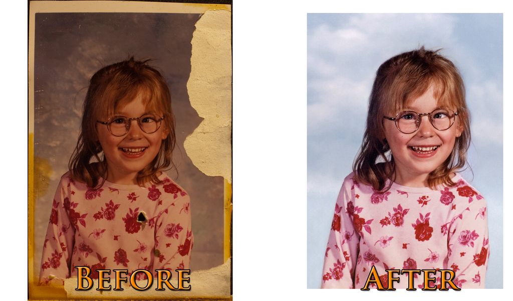 A before and after of a restoration service.