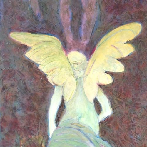 "Yellow Angel" acrylic on wood panel, 30x84 inches