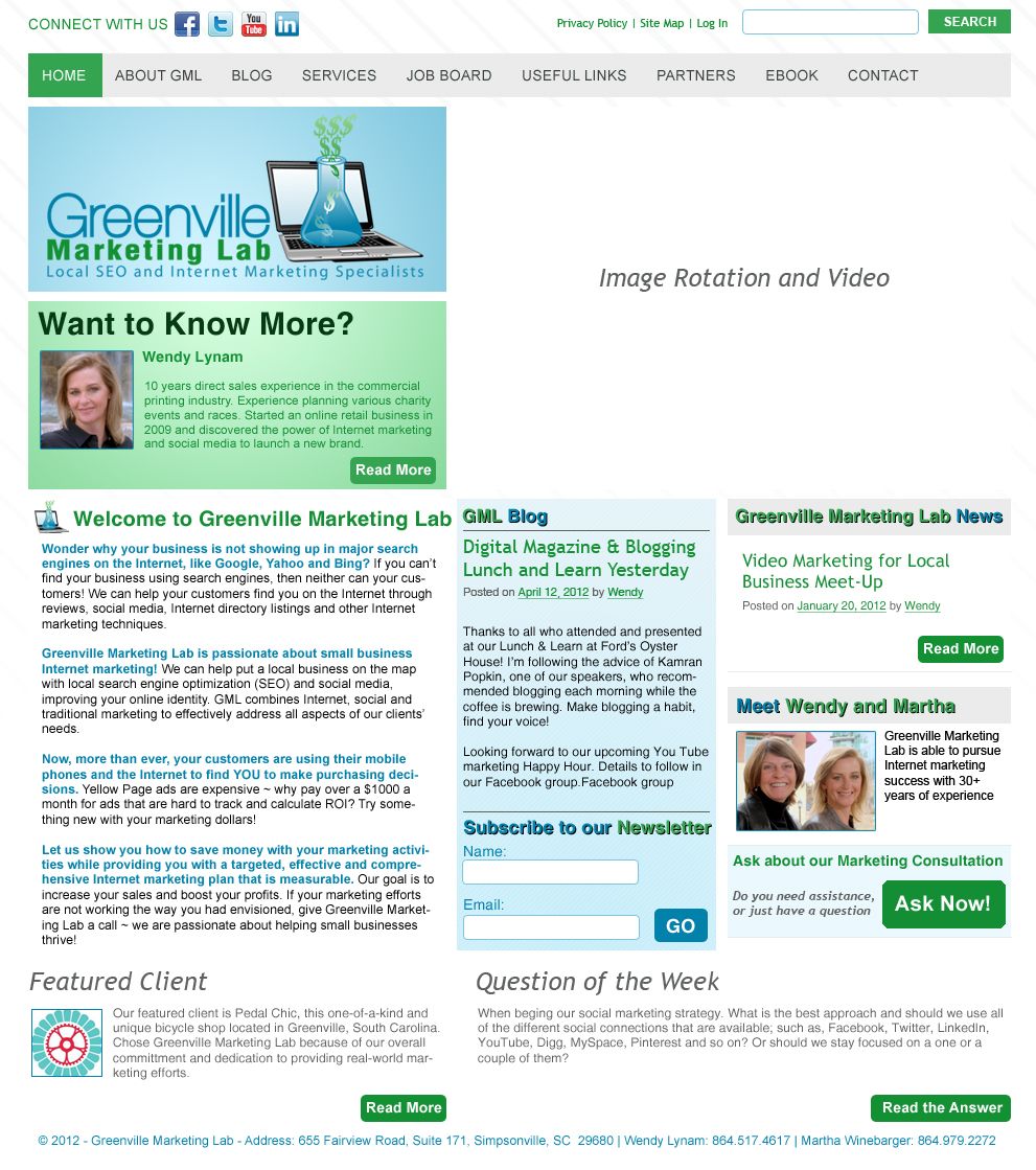 Web design and development for Greenville Marketin