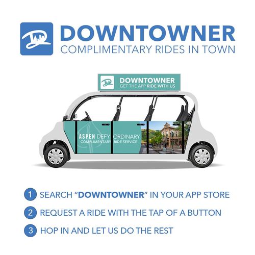 Coaster for "Downtowner" an on-demand free ride se
