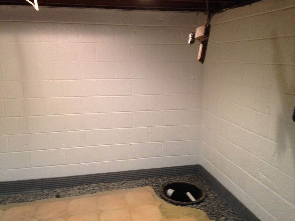 Sump pump installed at the lowest point of the bas