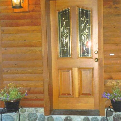 Here is the front door to a beautiful log cabin IC