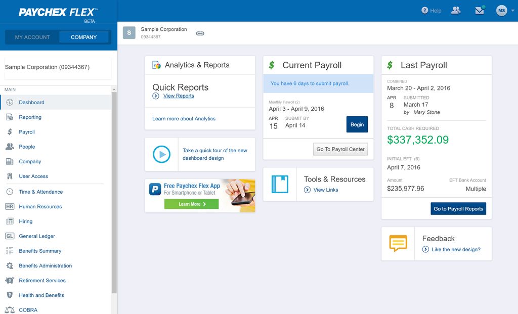 Process payroll online.
