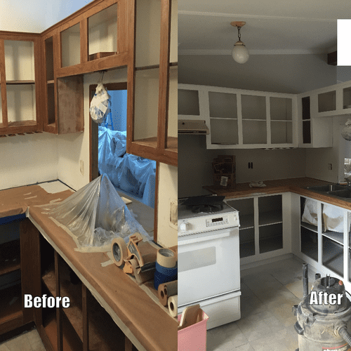 Kitchen Cabinets. Before & After