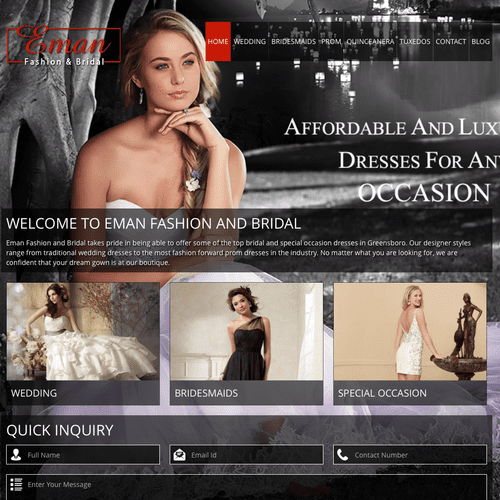 WordPress website for Evening Gown Boutique.  Who 