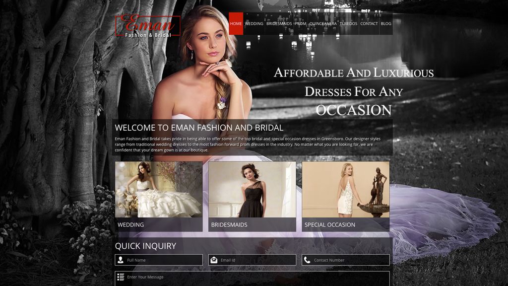WordPress website for Evening Gown Boutique.  Who 