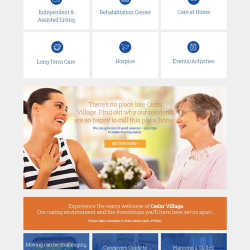 Website design for Cedar Village. A retirement hom