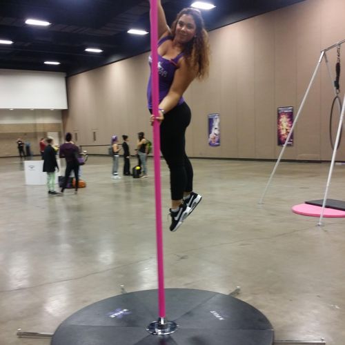 Stage poles are used in the mobile training and do