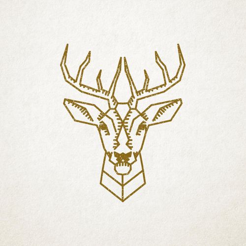 This is a minimalist stag logo made of simple line