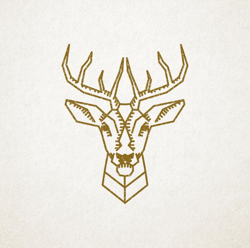 This is a minimalist stag logo made of simple line
