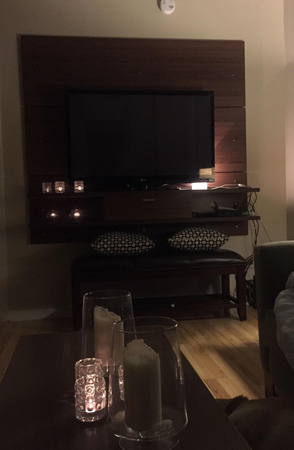 we installed a floating tv stand on their condo wa
