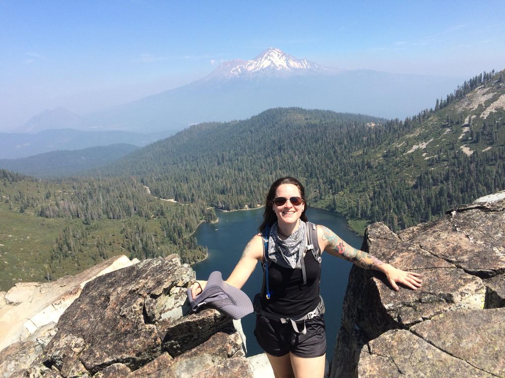 Climbing Heart Lake Trail (Mt Shasta in background