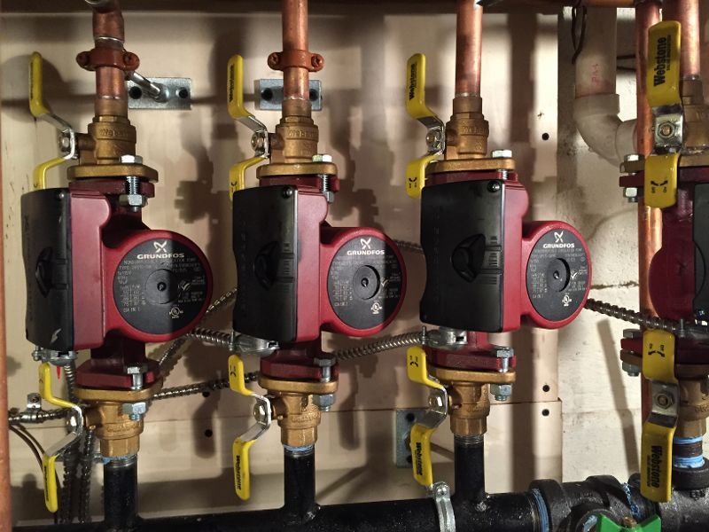 Boiler circulator pumps with isolation ball valve 