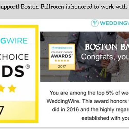 Boston Ballroom Wedding Wire Couples Choice Award 