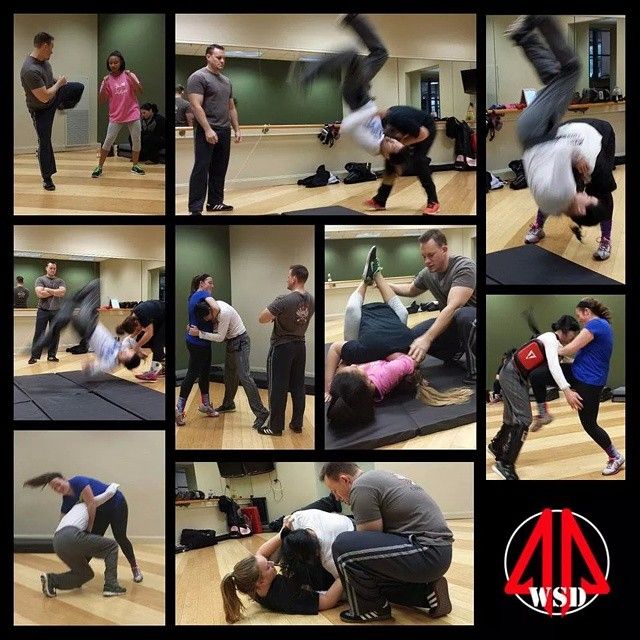 Women's self defense (small group). Throws, kicks,